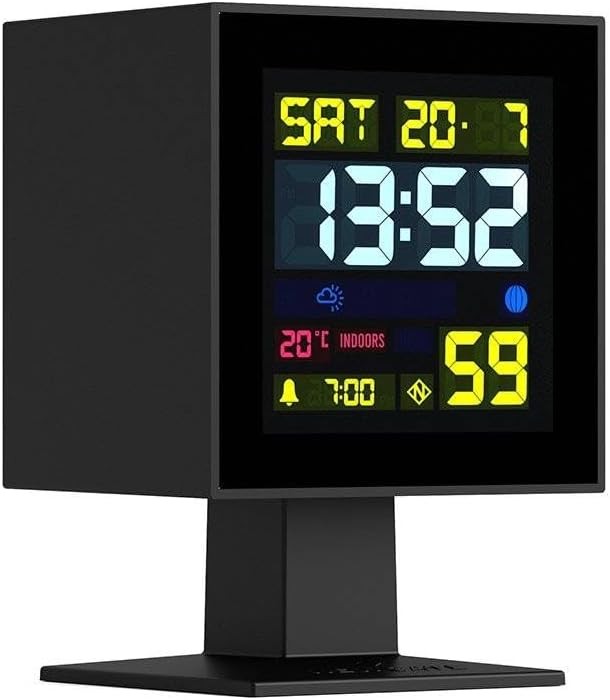 Large Digital Alarm Clock Black Retro Square LCD Desk Bedside Time Display