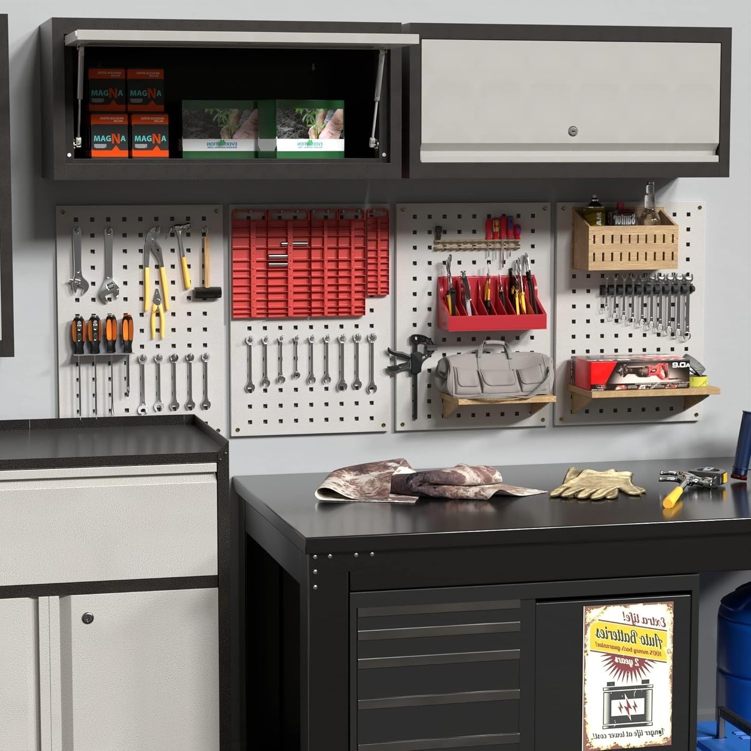 Wall Mounted Metal Storage Cabinet with Lock & Up-Flip Door 35x66x30cm