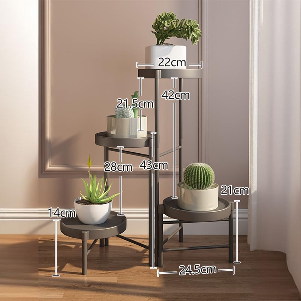 4 Tier Black Metal Plant Stand Indoor Outdoor Flower Pot Display Shelf Corner