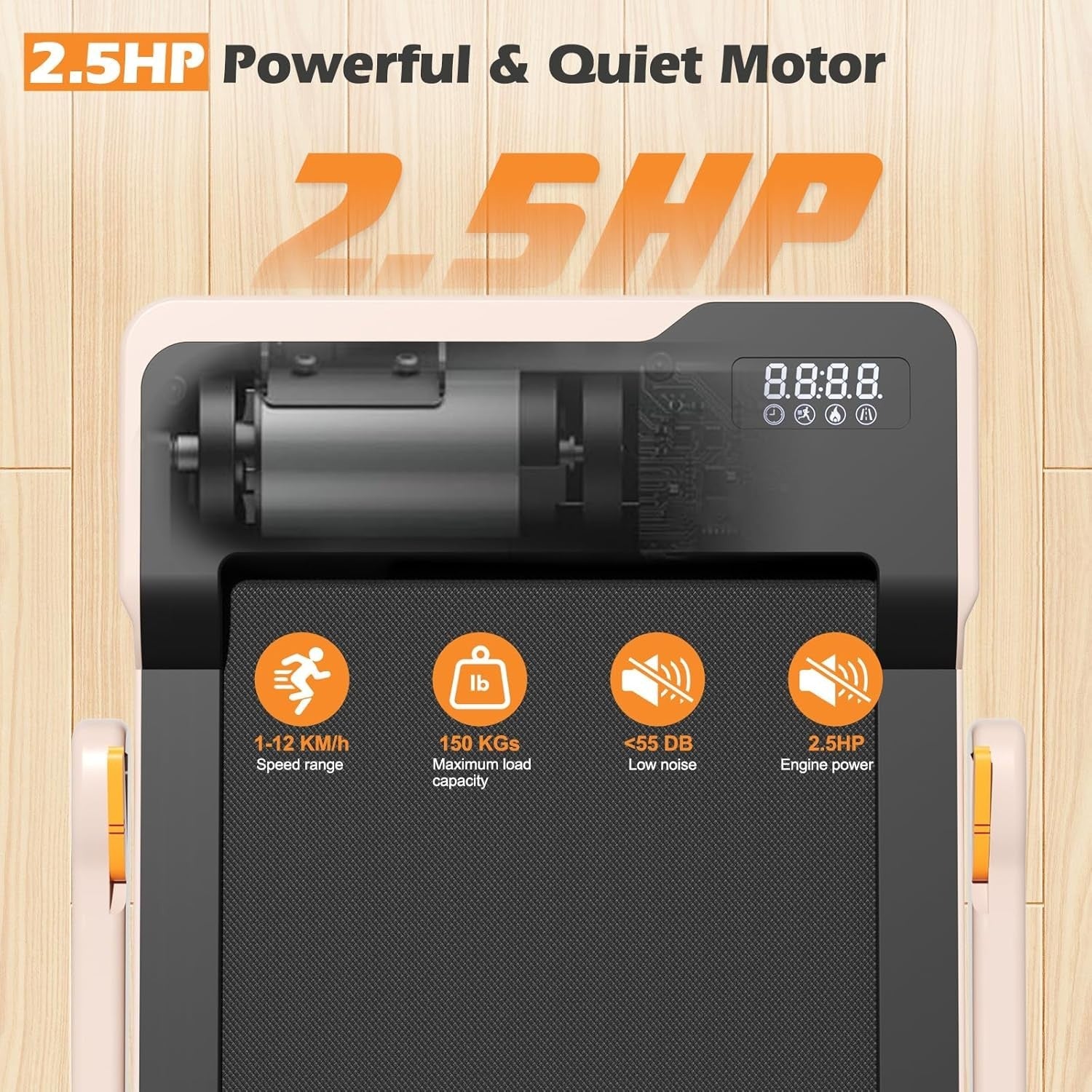 Foldable Home Treadmill 2.5HP LED Display Remote Quiet Walking Running