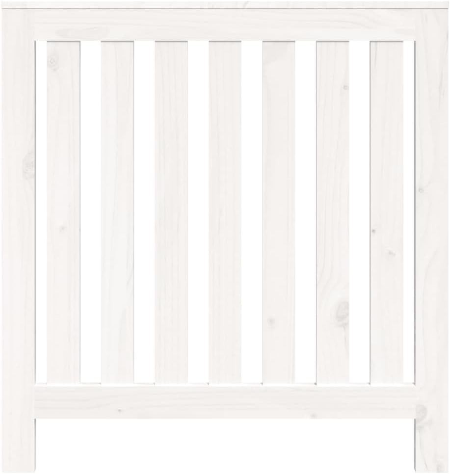 White Radiator Cover 79.5x19x84cm Solid Pine Wood | Modern Slatted Design