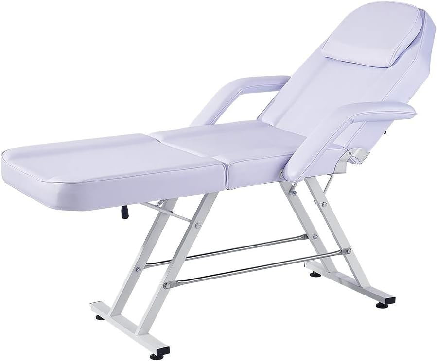 Reclining Beauty Bed Massage Table Adjustable Salon Spa Tattoo Chair Set White