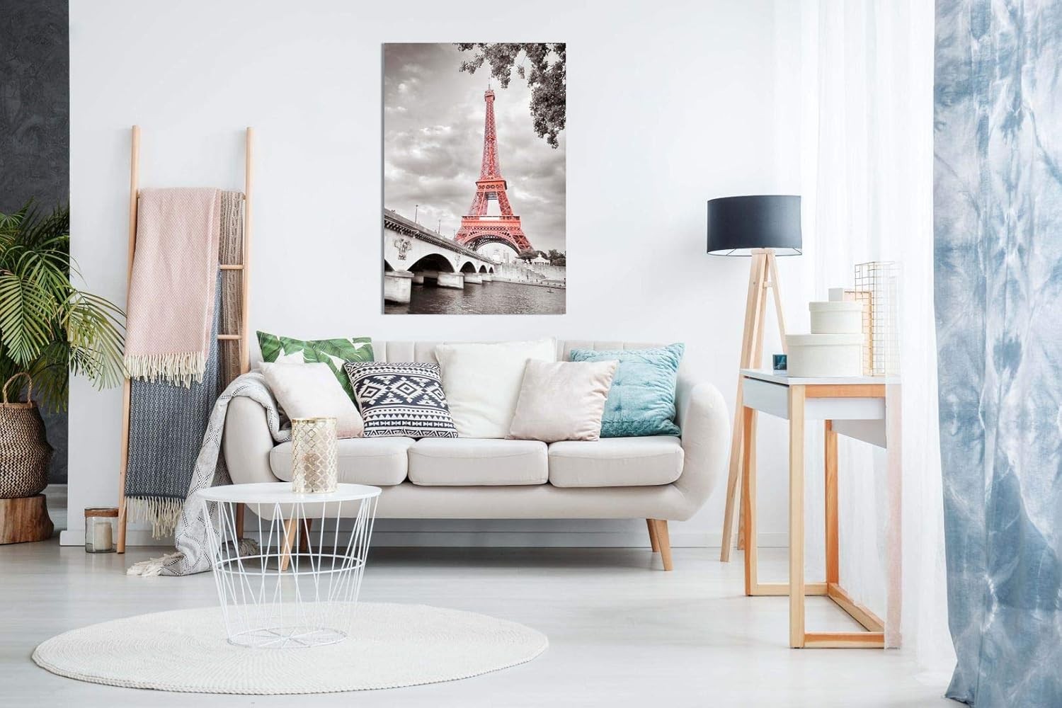 Extra Large Eiffel Tower Canvas Wall Art 36x24 Red Paris Print