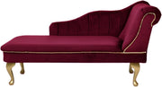 Luxury Tufted Velvet Chaise Lounge Sofa Right Hand Accent Chair Wine