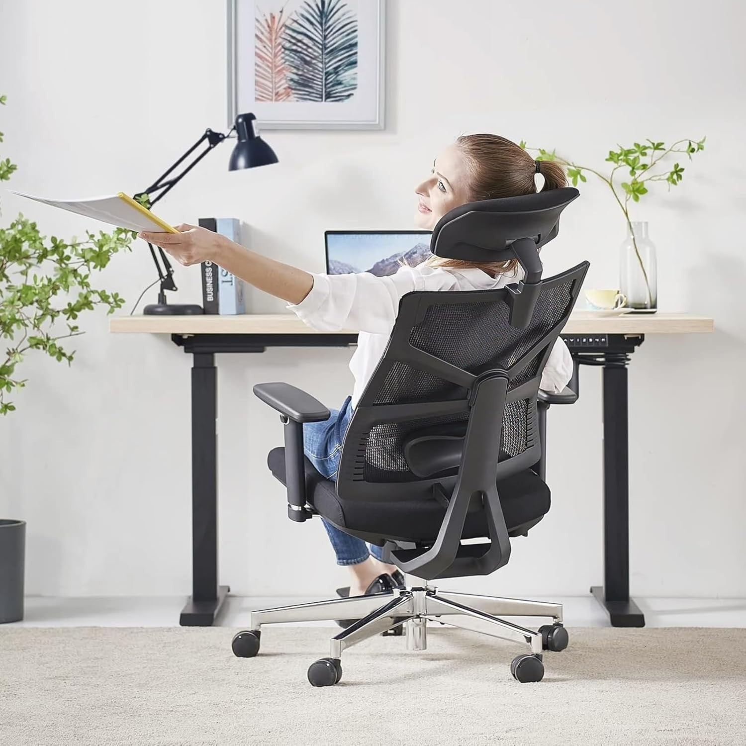 Ergonomic Office Chair Mesh Back High-Back Adjustable Lumbar Support Swivel Desk