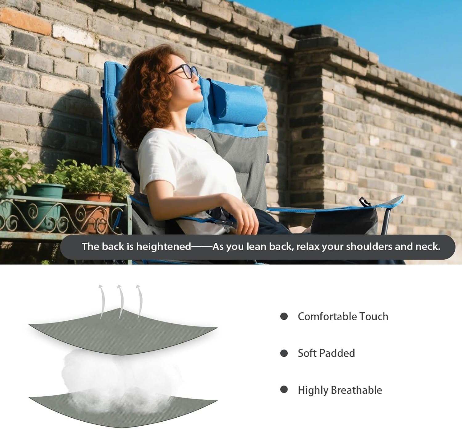 Double Folding Camping Chair 2-Seater Heavy Duty Cooler Cup Holders 650lbs