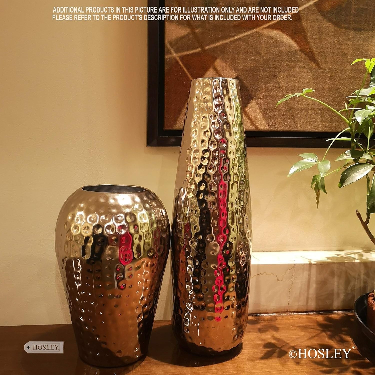 16.5 Inch Silver Metal Floor Vase Hammered Tall Teardrop Home Decor