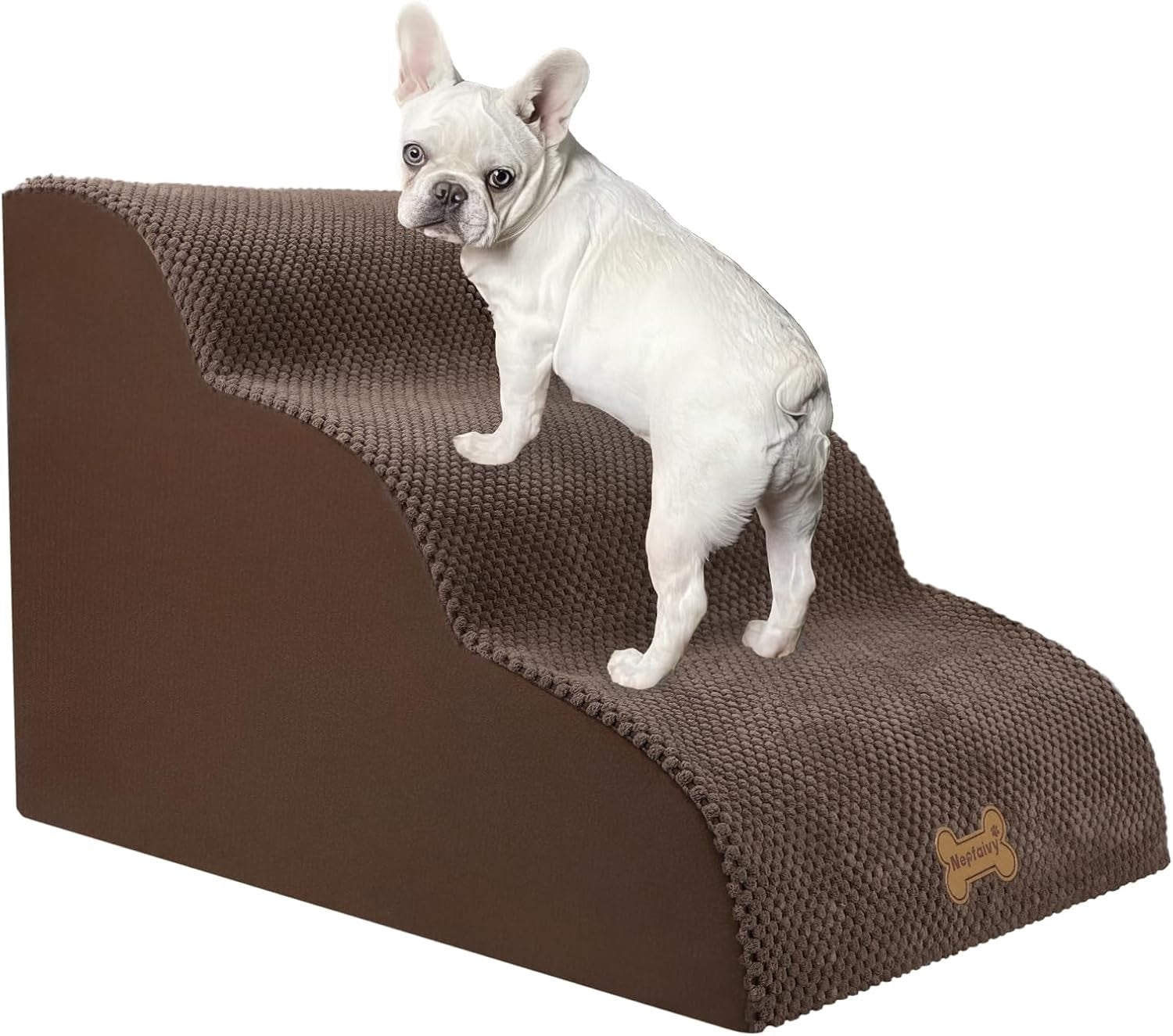 3-Step Dog Stairs Non-Slip Pet Ramp Small Dogs Cats Brown