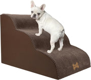 3-Step Dog Stairs Non-Slip Pet Ramp Small Dogs Cats Brown