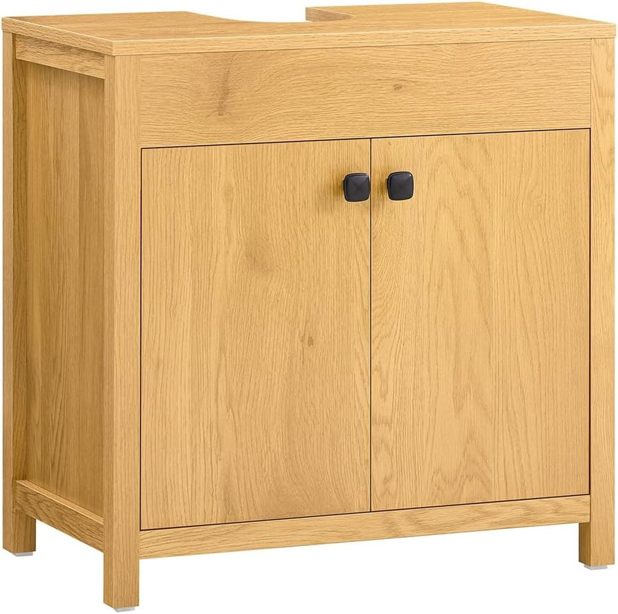 Light Oak Bathroom Vanity Cabinet 60cm Under Sink Storage Unit with Double Doors