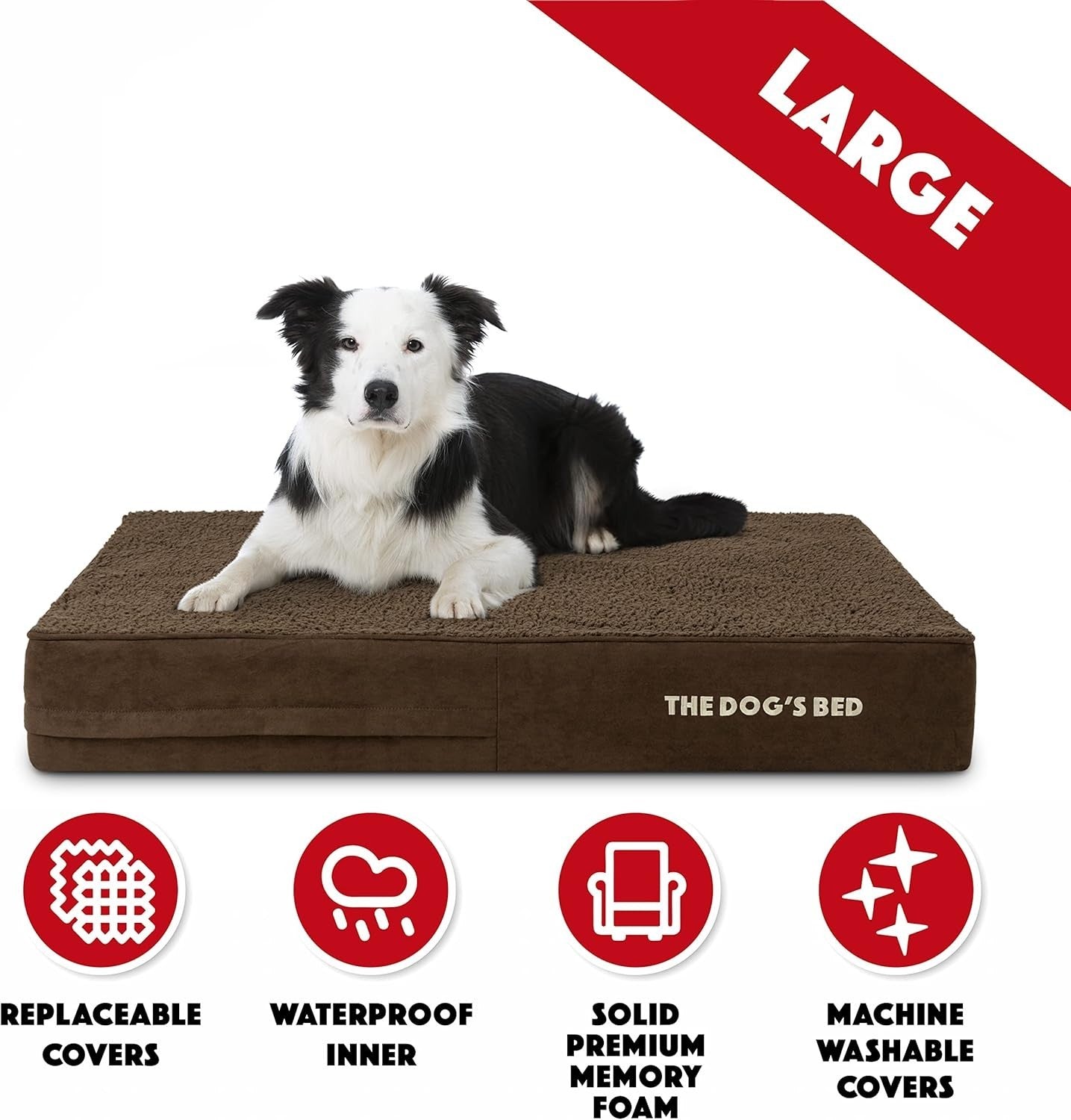 Large Orthopedic Memory Foam Dog Bed 101x64x15cm Brown