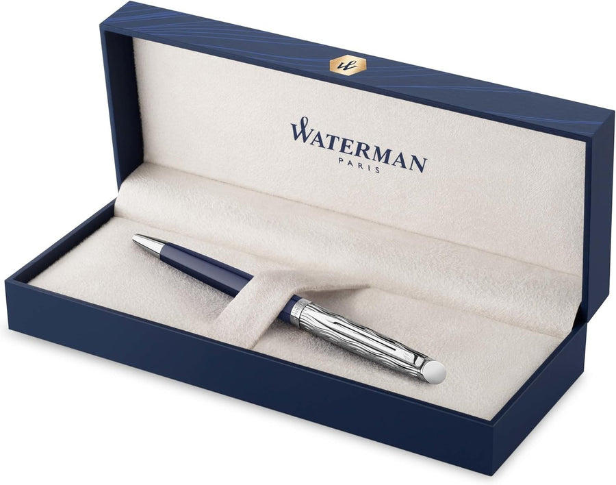 Luxury Ballpoint Pen – Deep Blue Lacquer Metal, Blue Ink, Refillable