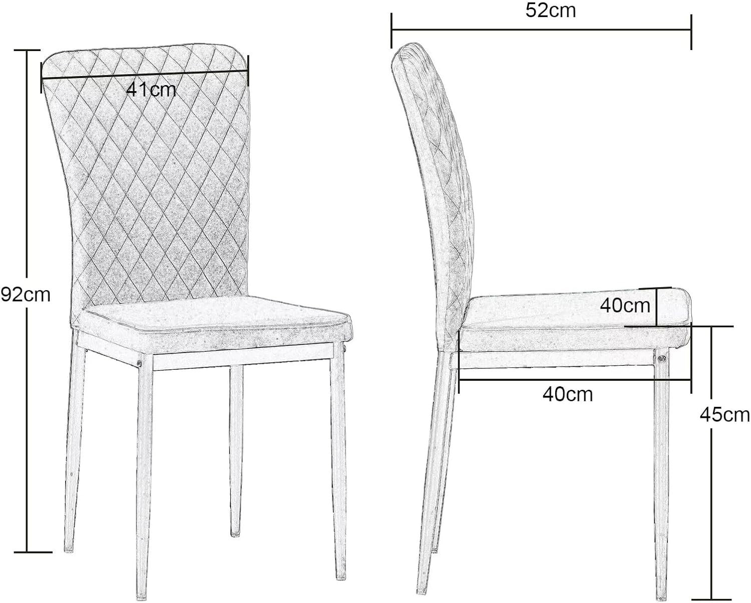 Dining Table Set 6 with 6 Grey Faux Leather Chairs, Oak 150x80cm, Modern Kitchen
