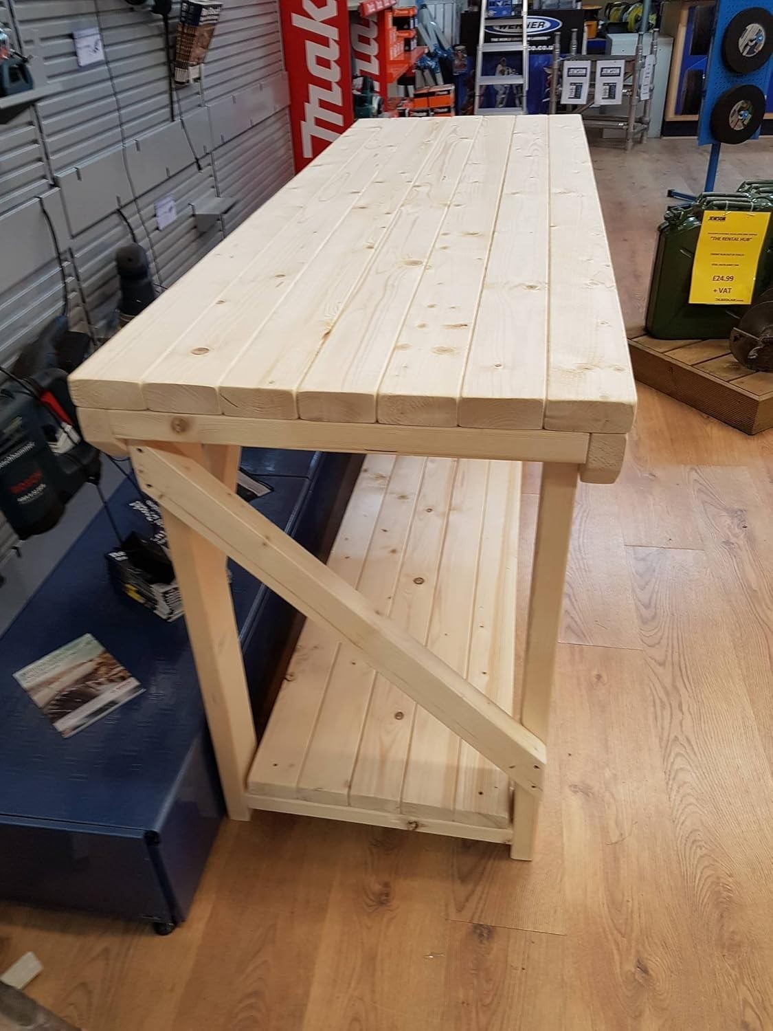 6ft Heavy Duty Wooden Workbench Strong Softwood Garage Workshop Table