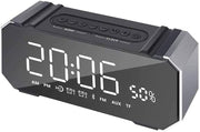 Silver Alarm Clock Radio FM Bluetooth USB Speaker LED Display Snooze Timer