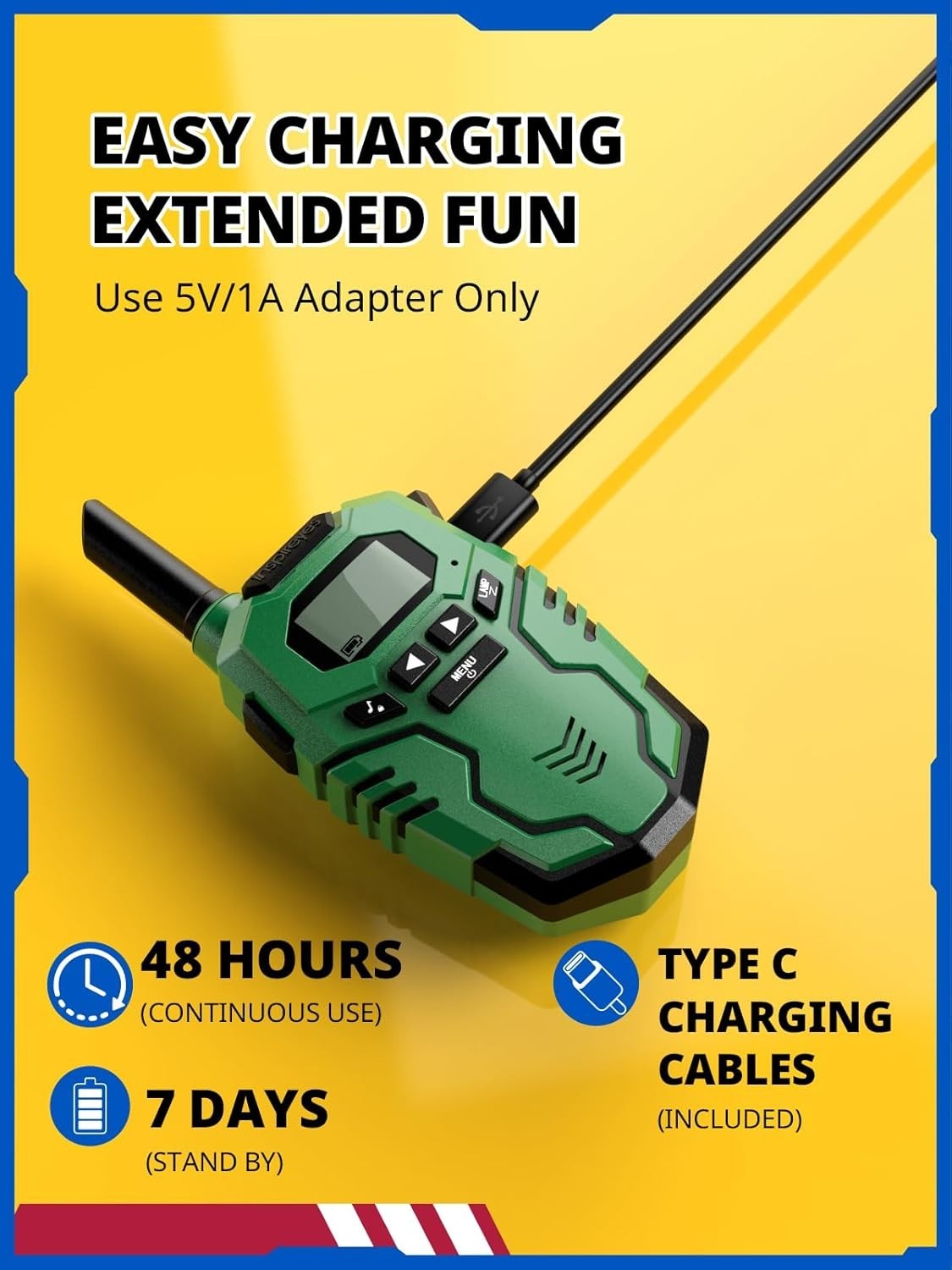 Kids Rechargeable Walkie Talkies 2 Pack Long Range VOX 2 Way Radio