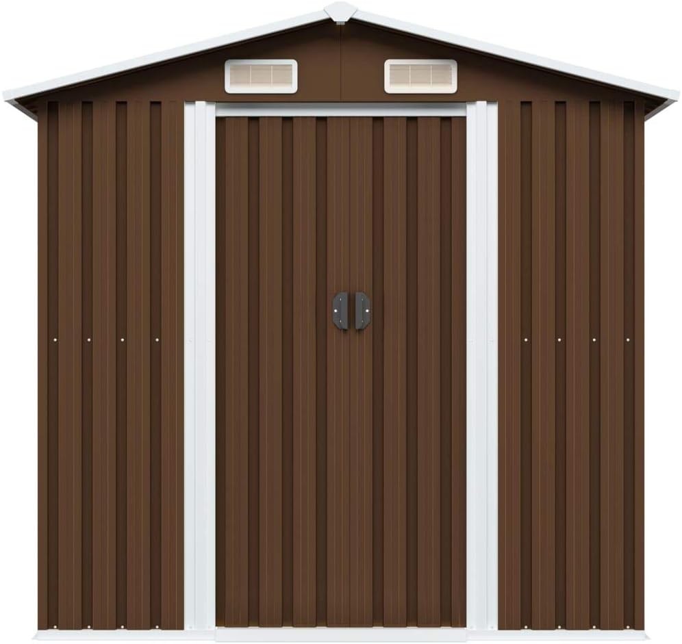 Metal Garden Storage Shed 6.7x4.3FT Outdoor Tool House with Sliding Doors & Vent
