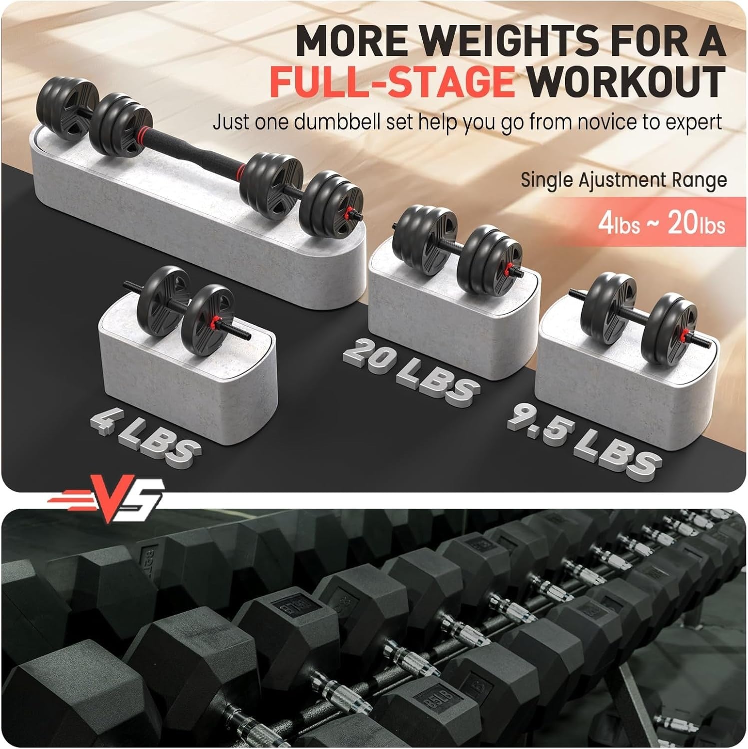 40LB Adjustable Dumbbells Set 2 in 1 Barbell Connector Home Gym