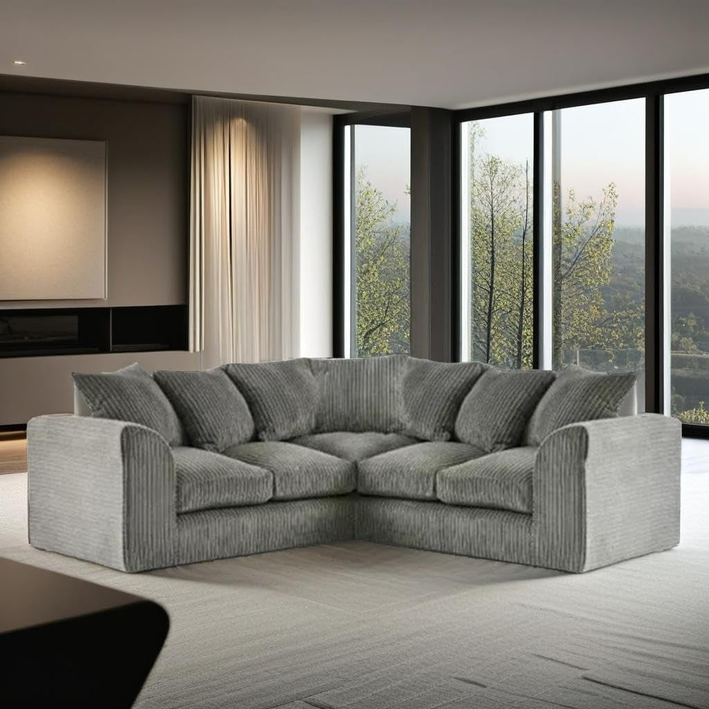 5-Seater Jumbo Cord Dual Arm Sofa – Comfy Foam Cushions, Easy Assembly
