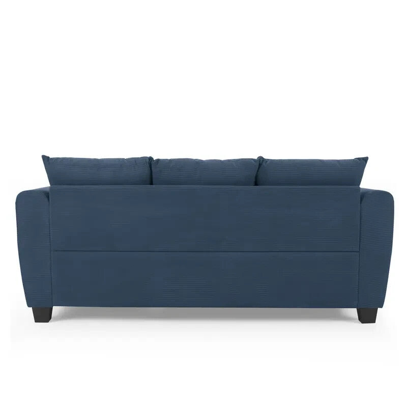 Blue Cord 3 Seater Sofa With Chaise Reversible Cushions Deep Seat UK Made