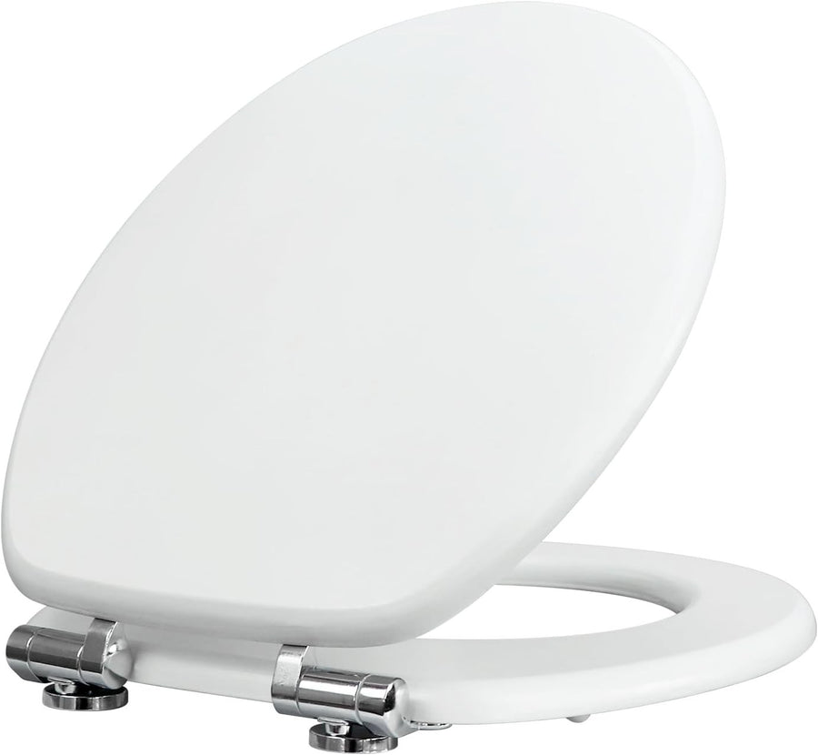 Plywood Wooden Toilet Seat Soft Close Solid Wood Lid Easy Clean Metal Hinges