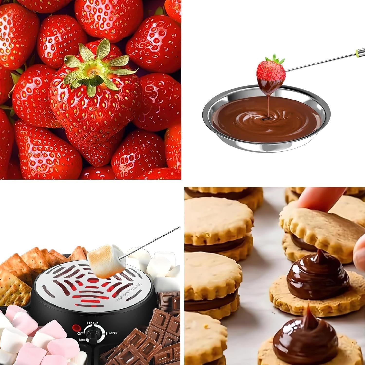 2 in 1 Smores Maker Fondue Set Electric Marshmallow Roaster Kit