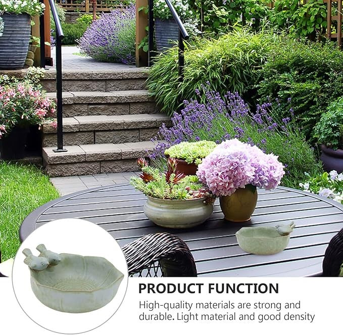 Ceramic Bird Bath Feeder Bowl – Garden Outdoor Ornament with Bird Design