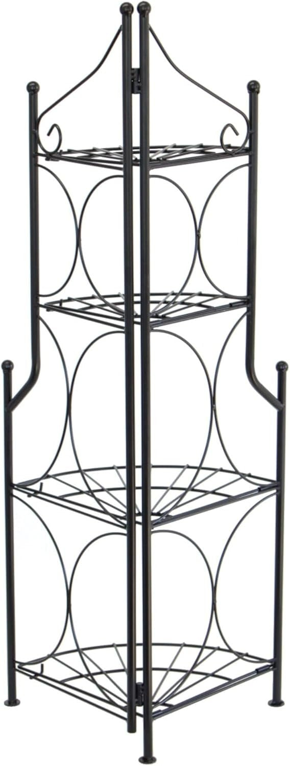 4 Tier Foldable Metal Plant Stand Black Garden Flower Display Rack Indoor Outdoo