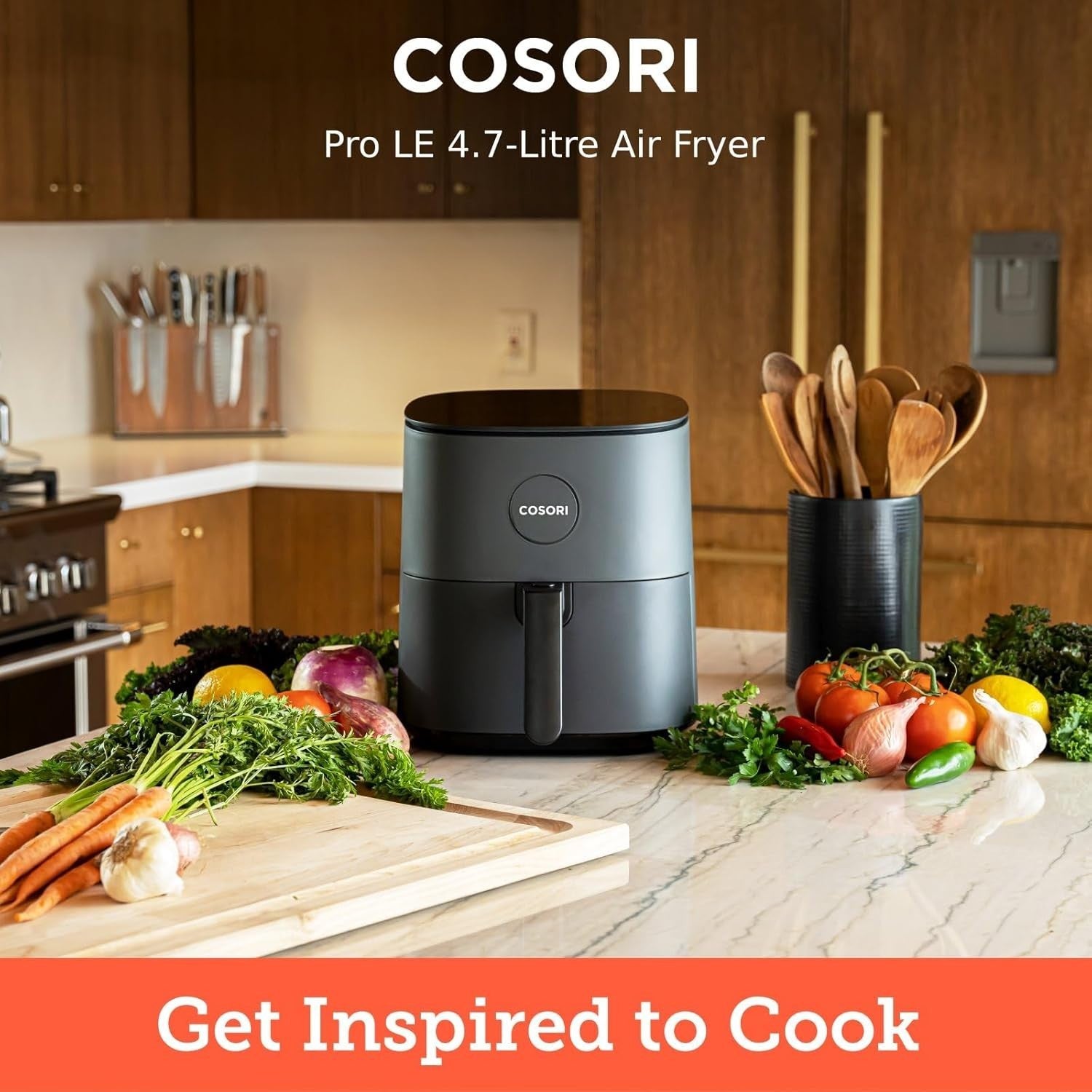 4.7L Compact Air Fryer 9-in-1 Rapid Cook Oven Max 230°C Digital Display Quiet
