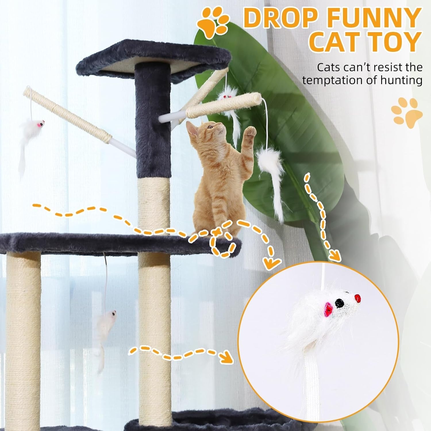 Cat Tree Tower 138cm Multi Level Condo Hammock Scratching Post Indoor Cats