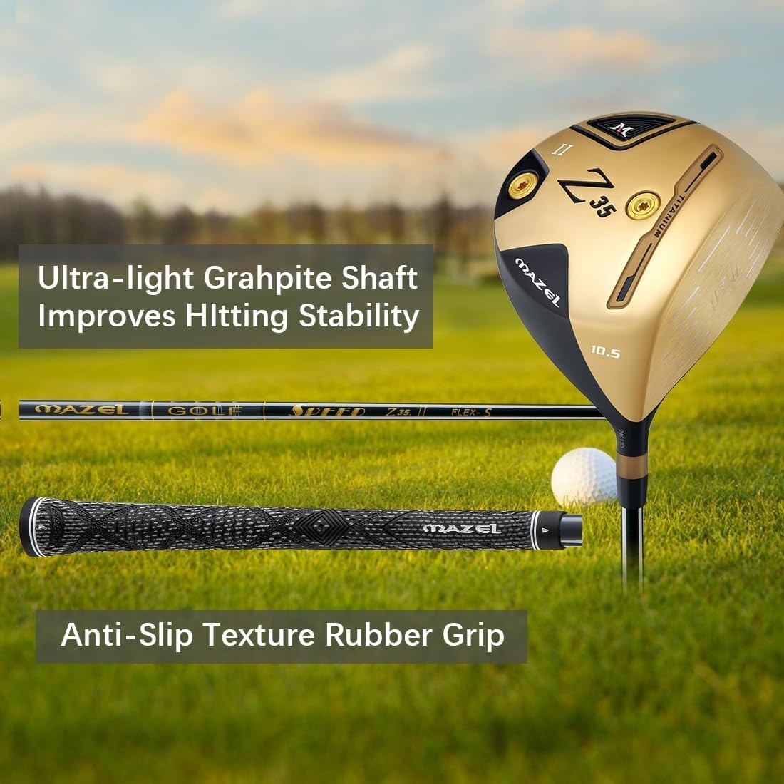 460cc Titanium Golf Driver 10.5° Right Hand Stiff Flex Graphite Power