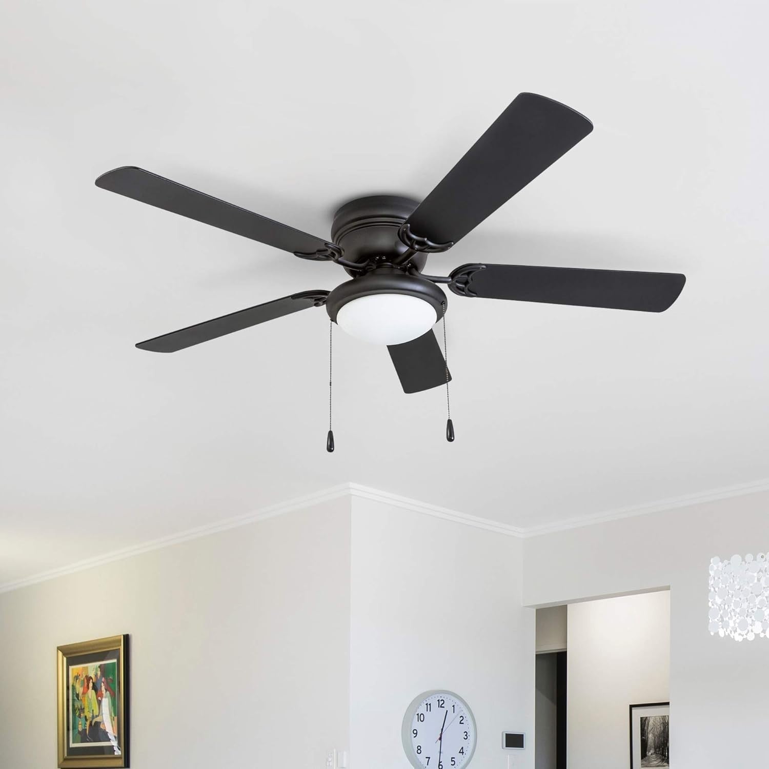 Portage Bay 52" Ceiling Fan with Light, Reversible Blades, Matte Black