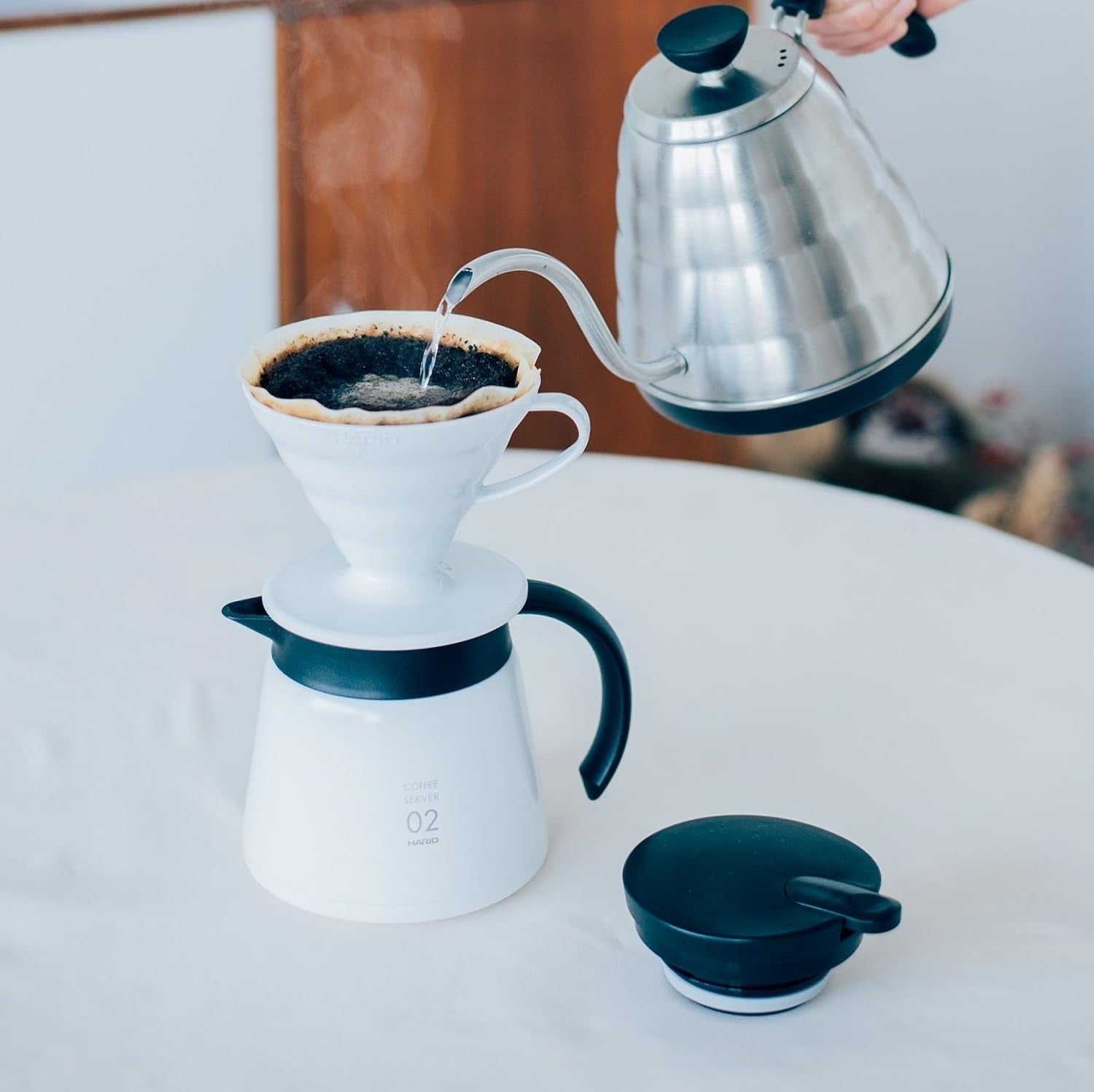 600ml Vacuum Insulated Coffee Tea Server Thermal Carafe White