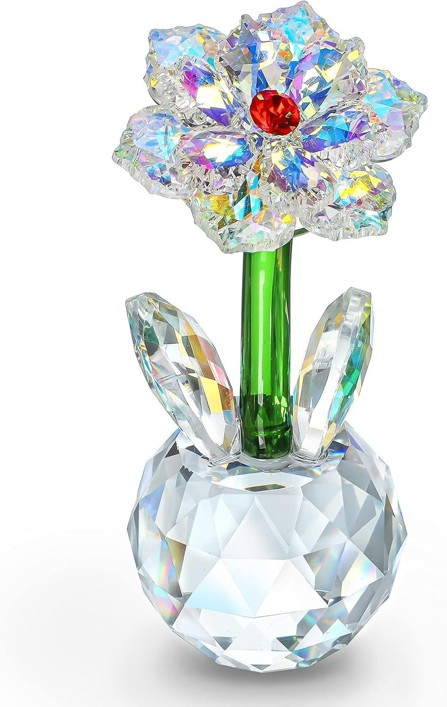 Crystal Sunflower Figurine Ornament • Sparkling Glass Flower Gift • Table Decor