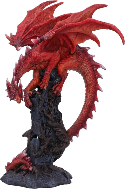 Large Red Dragon Figurine 28.5cm | Resin Fantasy Statue | Mythical Home Decor