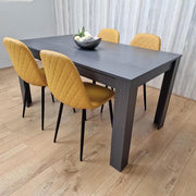 Black Dining Table Set with 4 Yellow Chairs for Kitchen Dining Room