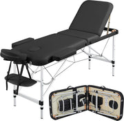 Portable Aluminum Massage Table Adjustable Spa Beauty Bed Black 60cm Foldable