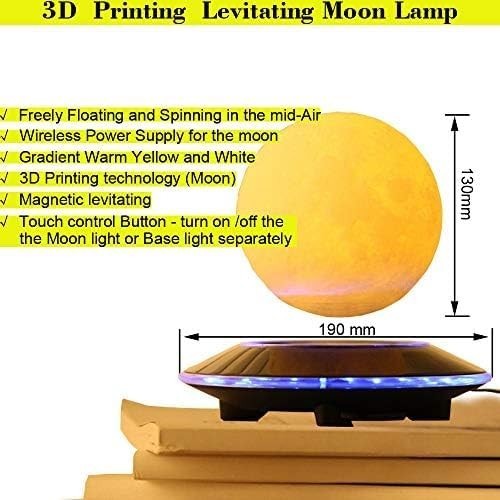 3D Printing Levitating Moon Lamp 16-Color Floating LED Touch-Control Night Light