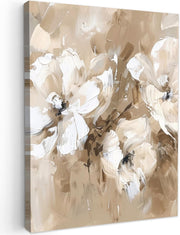Beige Floral Canvas Wall Art 50x70cm Framed Watercolour Decor