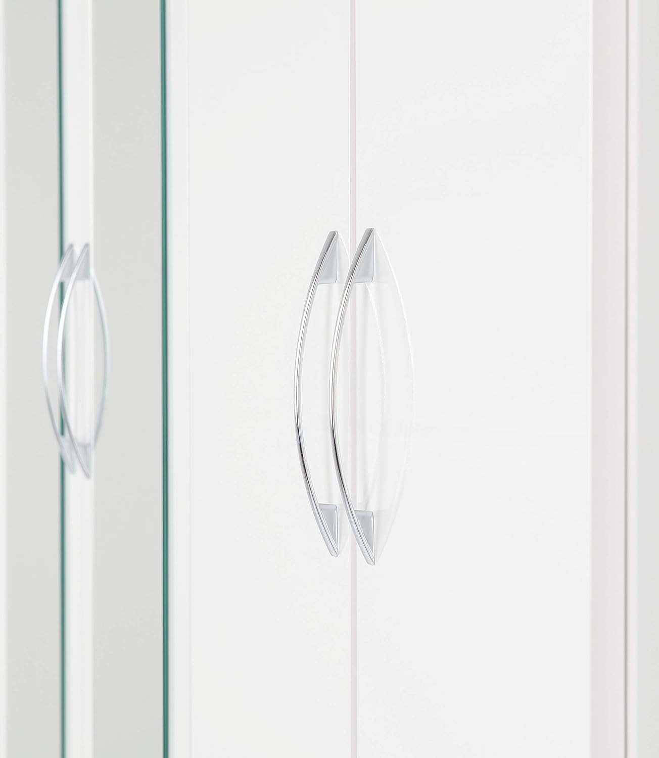 6 Door White Gloss Wardrobe with 2 Drawers & Mirrors – Modern Bedroom Storage