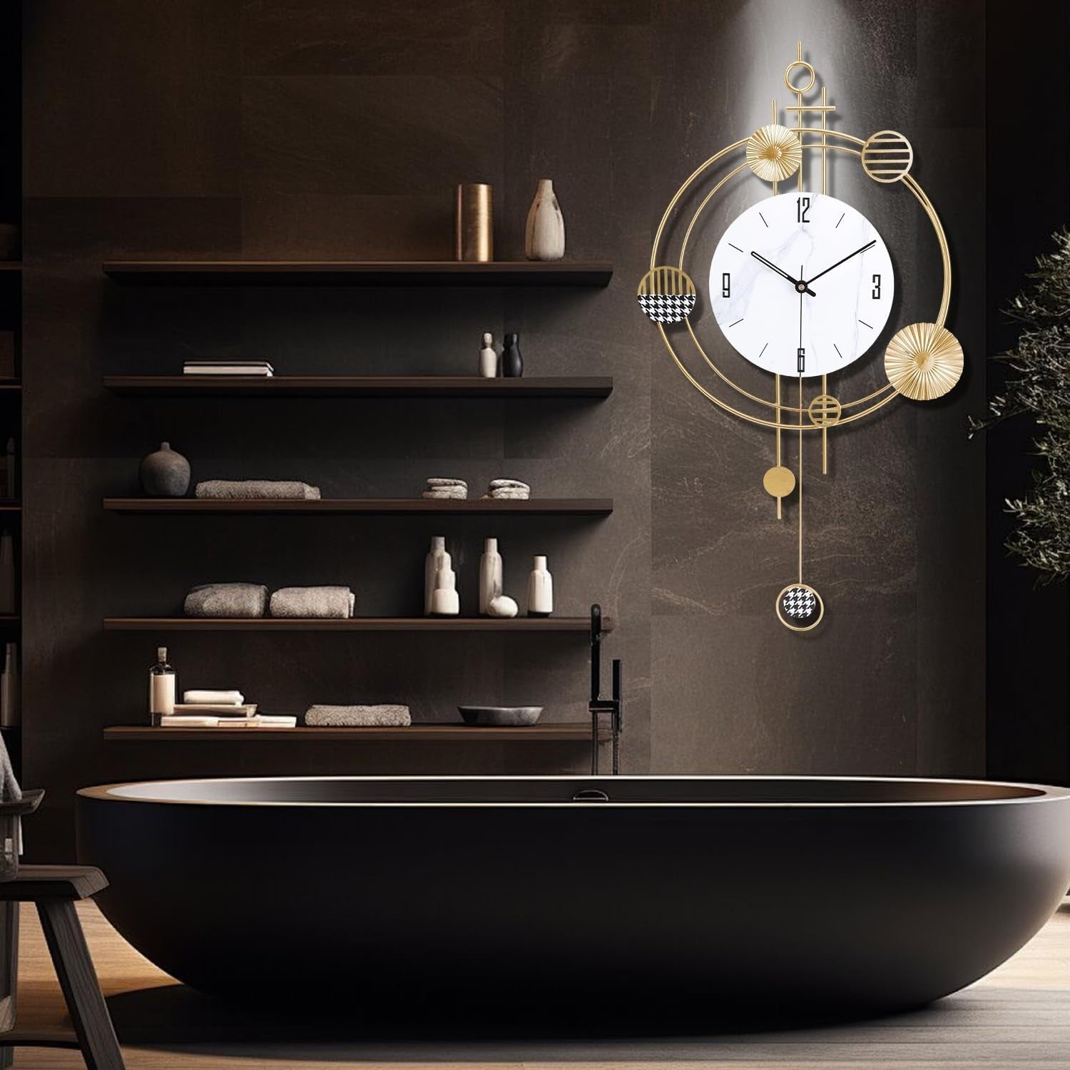 39×71cm Gold Pendulum Wall Clock – Silent Quartz Modern Large Decorative Clock