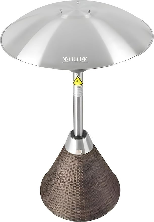 Outdoor Infrared Tabletop Heater 2.1kW Rattan Base IP44 Patio Light & Heat