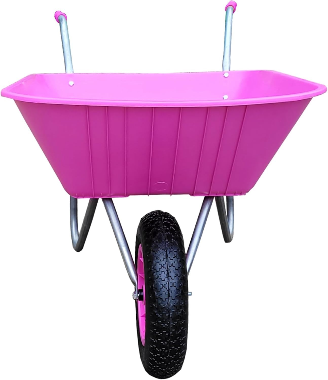 85L Pink Wheelbarrow – Plastic Pan Galvanised Frame Lightweight Garden Use