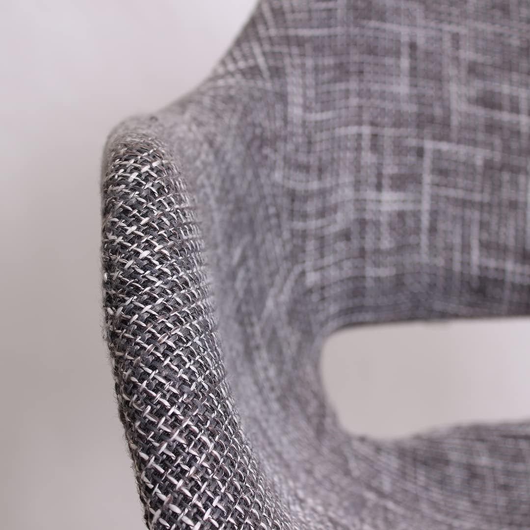 Dark Grey Fabric Armchair Round Tub Chair Wooden Legs