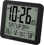 Jumbo Radio Controlled Wall Clock Large LCD Display Temp Humidity