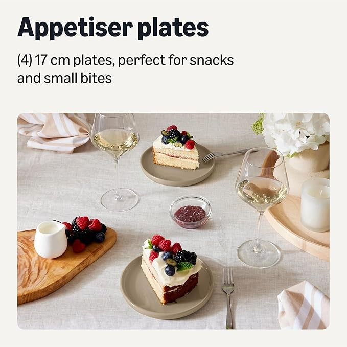 6pc Stoneware Appetizer Plates 17cm Microwave Dishwasher Safe Neutral Grey