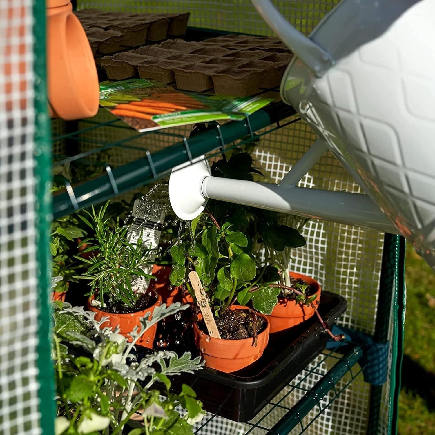3 Tier Mini Greenhouse 125x69x49cm | Green PE Cover & Steel Frame