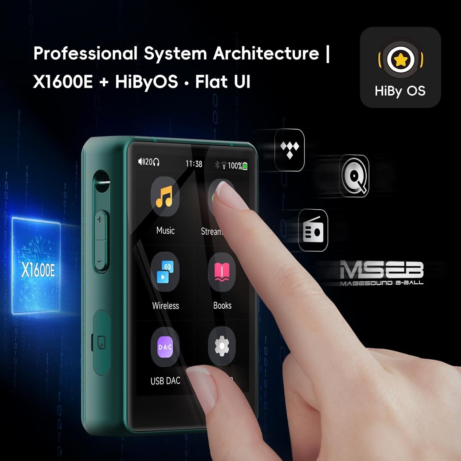 HiFi MP3 Player MQA 8X DSD256 4.4mm Balanced 2TB Touch