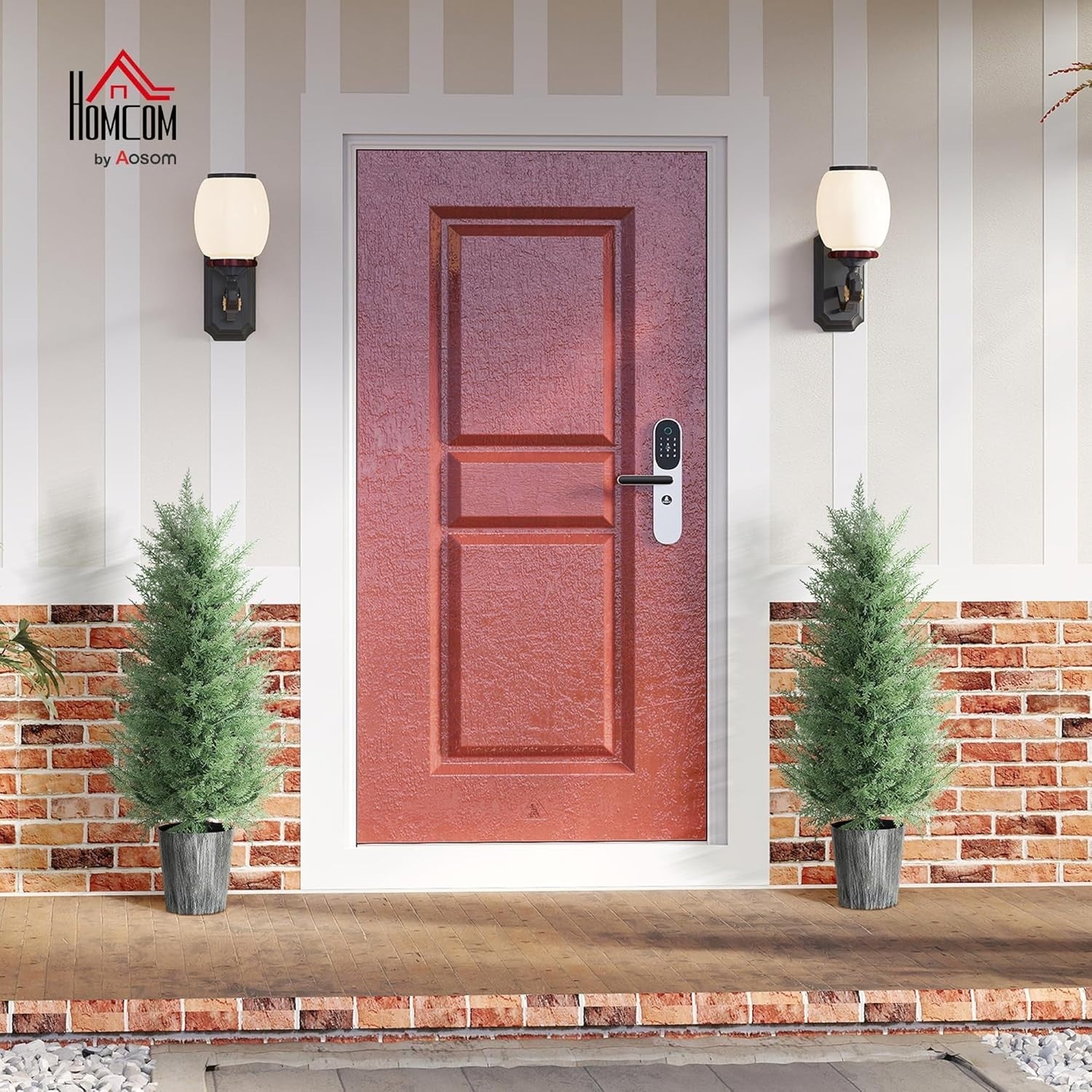 Set of 2 Artificial Cypress Trees 90cm UV Resistant Faux Plants w/ Pots Outdoor