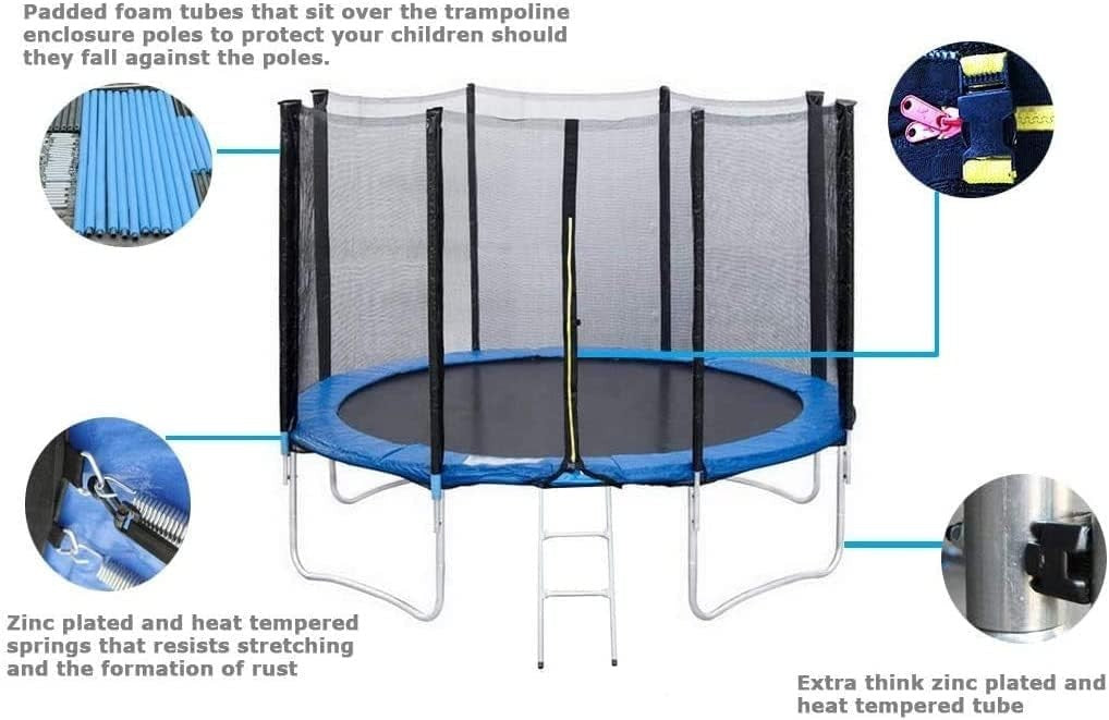10FT Heavy Duty Garden Trampoline Safety Enclosure Ladder Free Space Hopper
